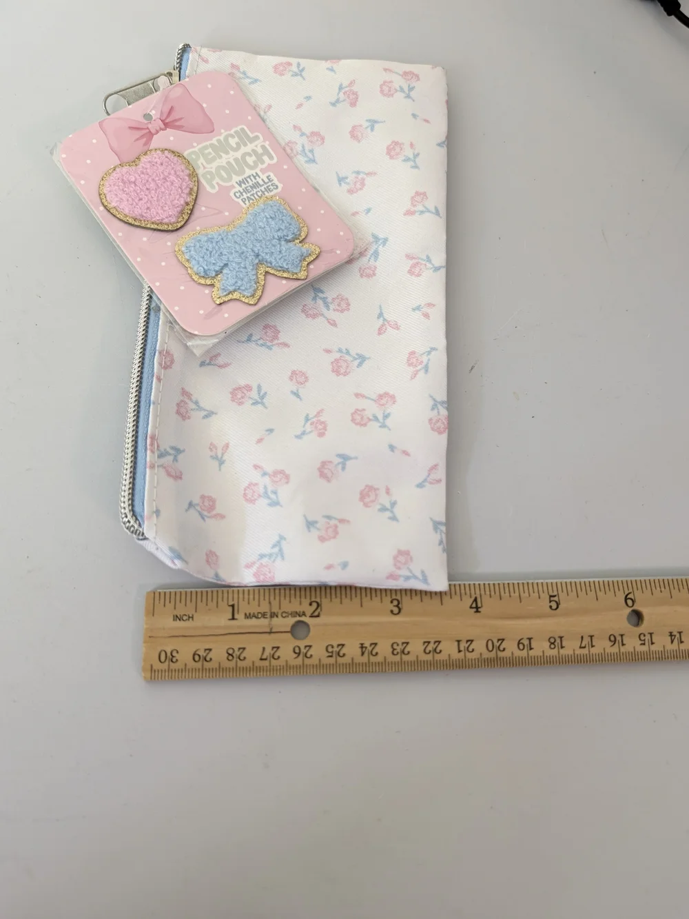 Kids Floral Pencil Case with Pink and Blue Accents B27